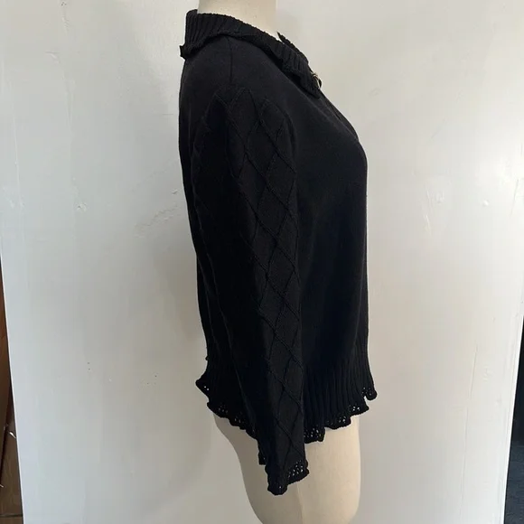 St john legacy zip front black sweater with collar knit.